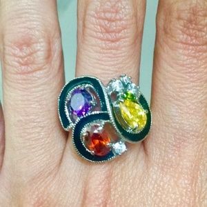 Multigem Ring citrine, amethyst, garnet & peridot